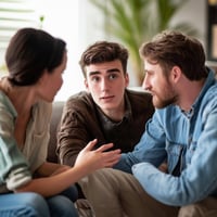 A family including parents and teenage son